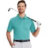 imageMAGCOMSEN Polo Shirts for Men with Pocket Short Sleeve Collared Golf Shirts Quick Dry Pique Performance Athletic SummerGray Green