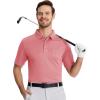 imageMAGCOMSEN Polo Shirts for Men with Pocket Short Sleeve Collared Golf Shirts Quick Dry Pique Performance Athletic SummerGray Pink