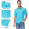 imageMAGCOMSEN Polo Shirts for Men with Pocket Short Sleeve Collared Golf Shirts Quick Dry Pique Performance Athletic SummerIce Blue