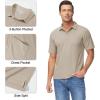 imageMAGCOMSEN Polo Shirts for Men with Pocket Short Sleeve Collared Golf Shirts Quick Dry Pique Performance Athletic SummerKhaki