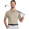 imageMAGCOMSEN Polo Shirts for Men with Pocket Short Sleeve Collared Golf Shirts Quick Dry Pique Performance Athletic SummerKhaki