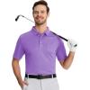 imageMAGCOMSEN Polo Shirts for Men with Pocket Short Sleeve Collared Golf Shirts Quick Dry Pique Performance Athletic SummerLight Purple