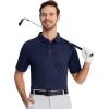 imageMAGCOMSEN Polo Shirts for Men with Pocket Short Sleeve Collared Golf Shirts Quick Dry Pique Performance Athletic SummerNavy