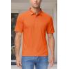 imageMAGCOMSEN Polo Shirts for Men with Pocket Short Sleeve Collared Golf Shirts Quick Dry Pique Performance Athletic SummerOrange