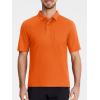 imageMAGCOMSEN Polo Shirts for Men with Pocket Short Sleeve Collared Golf Shirts Quick Dry Pique Performance Athletic SummerOrange
