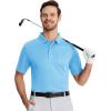 imageMAGCOMSEN Polo Shirts for Men with Pocket Short Sleeve Collared Golf Shirts Quick Dry Pique Performance Athletic SummerSky Blue