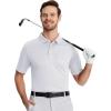 imageMAGCOMSEN Polo Shirts for Men with Pocket Short Sleeve Collared Golf Shirts Quick Dry Pique Performance Athletic SummerWhite