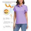 imageMAGCOMSEN Womens Polo Shirts UPF 50 Sun Protection 4 Buttons Casual Work Quick Dry Short Sleeve Collared Golf ShirtLight Purple