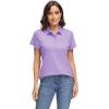 imageMAGCOMSEN Womens Polo Shirts UPF 50 Sun Protection 4 Buttons Casual Work Quick Dry Short Sleeve Collared Golf ShirtLight Purple
