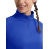 imageMAGCOMSEN Womens Running Shirts Quarter Zip Fleece Pullover Long Sleeve Thumb Hole Tee Athletic Workout TopsColoured Blue