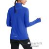 imageMAGCOMSEN Womens Running Shirts Quarter Zip Fleece Pullover Long Sleeve Thumb Hole Tee Athletic Workout TopsColoured Blue
