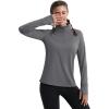imageMAGCOMSEN Womens Running Shirts Quarter Zip Fleece Pullover Long Sleeve Thumb Hole Tee Athletic Workout TopsDark Grey