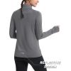 imageMAGCOMSEN Womens Running Shirts Quarter Zip Fleece Pullover Long Sleeve Thumb Hole Tee Athletic Workout TopsDark Grey