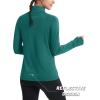 imageMAGCOMSEN Womens Running Shirts Quarter Zip Fleece Pullover Long Sleeve Thumb Hole Tee Athletic Workout TopsEmerald Green