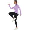 imageMAGCOMSEN Womens Running Shirts Quarter Zip Fleece Pullover Long Sleeve Thumb Hole Tee Athletic Workout TopsLight Purple