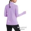 imageMAGCOMSEN Womens Running Shirts Quarter Zip Fleece Pullover Long Sleeve Thumb Hole Tee Athletic Workout TopsLight Purple