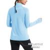 imageMAGCOMSEN Womens Running Shirts Quarter Zip Fleece Pullover Long Sleeve Thumb Hole Tee Athletic Workout TopsLight Sky Blue