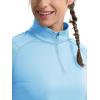 imageMAGCOMSEN Womens Running Shirts Quarter Zip Fleece Pullover Long Sleeve Thumb Hole Tee Athletic Workout TopsLight Sky Blue