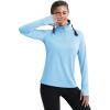imageMAGCOMSEN Womens Running Shirts Quarter Zip Fleece Pullover Long Sleeve Thumb Hole Tee Athletic Workout TopsLight Sky Blue