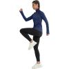 imageMAGCOMSEN Womens Running Shirts Quarter Zip Fleece Pullover Long Sleeve Thumb Hole Tee Athletic Workout TopsNavy