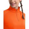 imageMAGCOMSEN Womens Running Shirts Quarter Zip Fleece Pullover Long Sleeve Thumb Hole Tee Athletic Workout TopsOrange