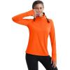 imageMAGCOMSEN Womens Running Shirts Quarter Zip Fleece Pullover Long Sleeve Thumb Hole Tee Athletic Workout TopsOrange