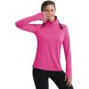 imageMAGCOMSEN Womens Running Shirts Quarter Zip Fleece Pullover Long Sleeve Thumb Hole Tee Athletic Workout TopsRose Red