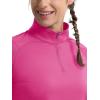 imageMAGCOMSEN Womens Running Shirts Quarter Zip Fleece Pullover Long Sleeve Thumb Hole Tee Athletic Workout TopsRose Red