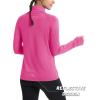 imageMAGCOMSEN Womens Running Shirts Quarter Zip Fleece Pullover Long Sleeve Thumb Hole Tee Athletic Workout TopsRose Red