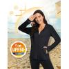 imageMAGCOMSEN Womens UPF 50 Sun Protection Jacket Long Sleeve Zip Up Cooling Lightweight Hoodie Hiking ShirtBlack