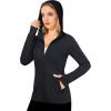 imageMAGCOMSEN Womens UPF 50 Sun Protection Jacket Long Sleeve Zip Up Cooling Lightweight Hoodie Hiking ShirtBlack