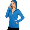 imageMAGCOMSEN Womens UPF 50 Sun Protection Jacket Long Sleeve Zip Up Cooling Lightweight Hoodie Hiking ShirtBlue Green