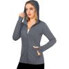 imageMAGCOMSEN Womens UPF 50 Sun Protection Jacket Long Sleeve Zip Up Cooling Lightweight Hoodie Hiking ShirtDark Grey