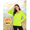 imageMAGCOMSEN Womens UPF 50 Sun Protection Jacket Long Sleeve Zip Up Cooling Lightweight Hoodie Hiking ShirtFluorescent Green