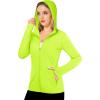 imageMAGCOMSEN Womens UPF 50 Sun Protection Jacket Long Sleeve Zip Up Cooling Lightweight Hoodie Hiking ShirtFluorescent Green