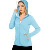 imageMAGCOMSEN Womens UPF 50 Sun Protection Jacket Long Sleeve Zip Up Cooling Lightweight Hoodie Hiking ShirtLight Blue