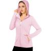 imageMAGCOMSEN Womens UPF 50 Sun Protection Jacket Long Sleeve Zip Up Cooling Lightweight Hoodie Hiking ShirtLight Pink