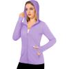 imageMAGCOMSEN Womens UPF 50 Sun Protection Jacket Long Sleeve Zip Up Cooling Lightweight Hoodie Hiking ShirtLight Purple