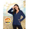 imageMAGCOMSEN Womens UPF 50 Sun Protection Jacket Long Sleeve Zip Up Cooling Lightweight Hoodie Hiking ShirtNavy