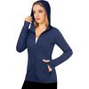 imageMAGCOMSEN Womens UPF 50 Sun Protection Jacket Long Sleeve Zip Up Cooling Lightweight Hoodie Hiking ShirtNavy