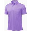 imageMAGCOMSEN Polo Shirts for Men with Pocket Short Sleeve Collared Golf Shirts Quick Dry Pique Performance Athletic SummerLight Purple