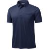 imageMAGCOMSEN Polo Shirts for Men with Pocket Short Sleeve Collared Golf Shirts Quick Dry Pique Performance Athletic SummerNavy