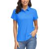 imageMAGCOMSEN Womens Polo Shirts UPF 50 Sun Protection 4 Buttons Casual Work Quick Dry Short Sleeve Collared Golf ShirtAzure