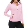 imageMAGCOMSEN Womens UPF 50 Lightweight Athletic Jackets Cropped Zip Up Long Sleeve Running Shirts with Thumb HolesLight Pink