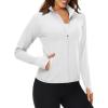 imageMAGCOMSEN Womens UPF 50 Lightweight Athletic Jackets Cropped Zip Up Long Sleeve Running Shirts with Thumb HolesWhite