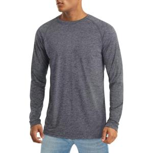 imageMAGCOMSEN Mens Long Sleeve Shirt Quick Dry UPF 50 Sun Protection Lightweight TShirt Athletic Workout Fishing TeeDary Grey