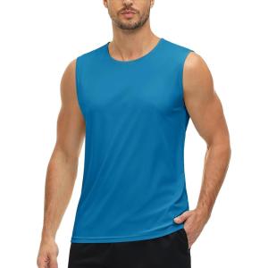 imageMAGCOMSEN Mens UPF 50 Tank Tops Quick Dry Workout Gym Sleeveless Muscle Shirts Summer Beach Swim ShirtBlue Green