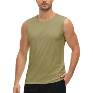 imageMAGCOMSEN Mens UPF 50 Tank Tops Quick Dry Workout Gym Sleeveless Muscle Shirts Summer Beach Swim ShirtDull Cyan