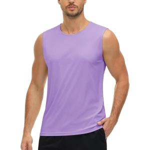 imageMAGCOMSEN Mens UPF 50 Tank Tops Quick Dry Workout Gym Sleeveless Muscle Shirts Summer Beach Swim ShirtLight Purple