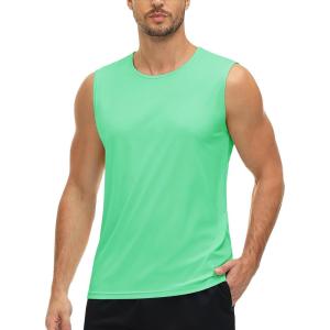 imageMAGCOMSEN Mens UPF 50 Tank Tops Quick Dry Workout Gym Sleeveless Muscle Shirts Summer Beach Swim ShirtMint Green